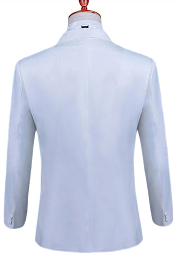 Costume de bal pour hommes 2 pièces à un bouton blanc avec perles